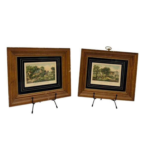 Set Of 2 Currier & Ives Prints "American Homestead" Summer & Autumn 8 X 10 Small - Picture 1 of 8